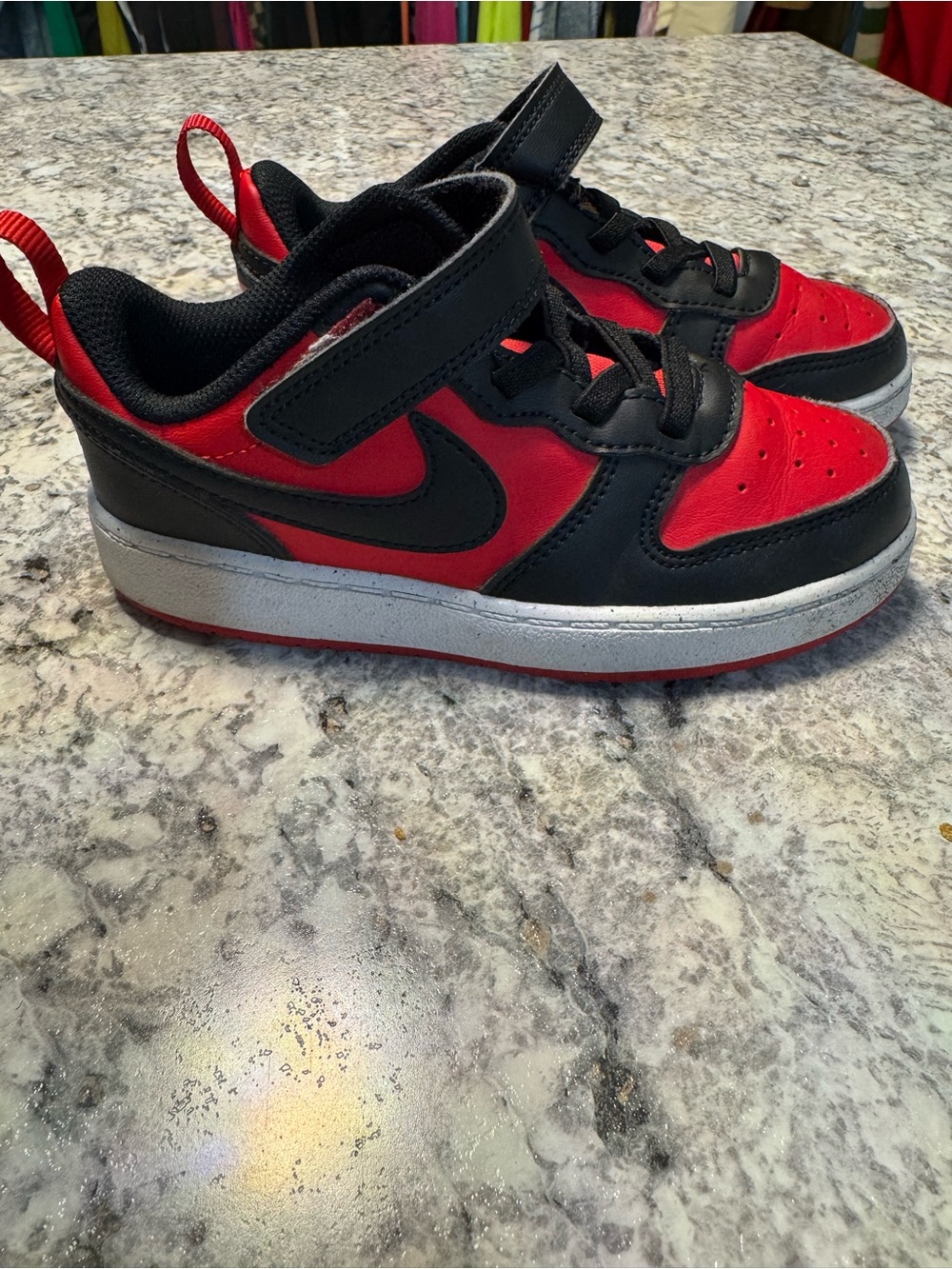Nike Kids Black and Red Velcro Sneakers